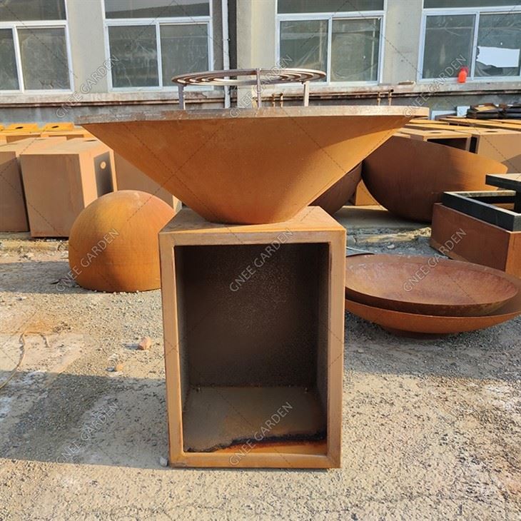Corten Steel Outdoor Fire Bowl Pit Barbecue Smoker Bbq Grill