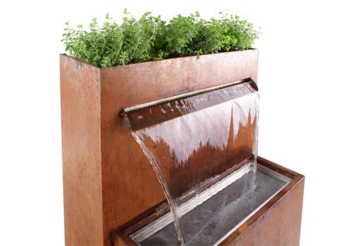 Corten Steel Water Fountain Sculpture For Garden Decoration