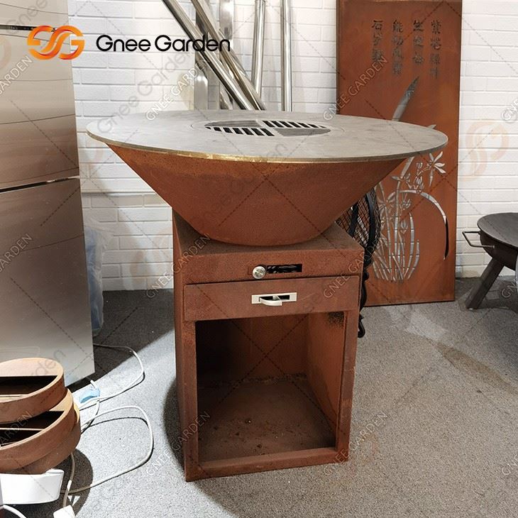Garden Outdoor Corten Steel Folding Bbq Grill Out Door Bbq Grill