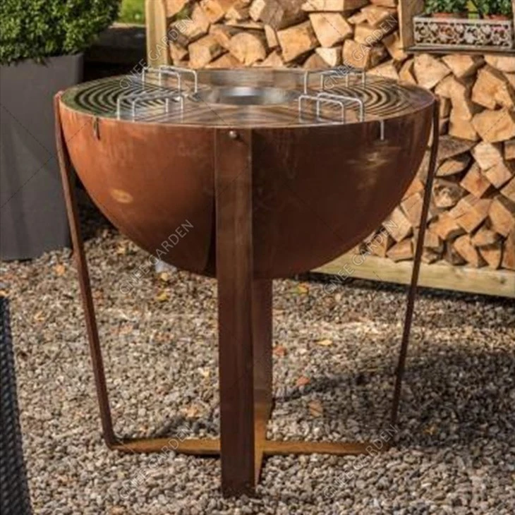 Heavy Duty Outdoor Barbeque Corten Steel Metal Fire Pit Barbecue Grill