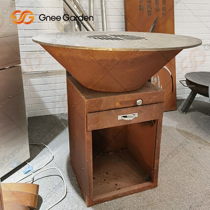 Home Garden Barbecue Fire Pit With Table Wood Bbq Grill