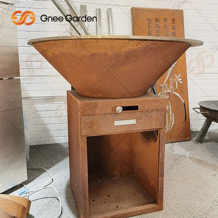 Portable Corten Metal Grill Bbq Grills Fire Pit Table