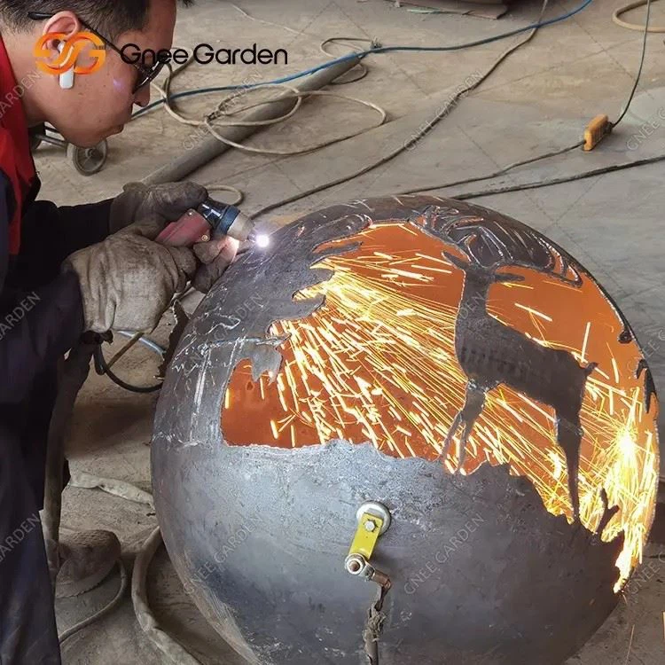 Artistic Corten Steel Fireball with Forest Art