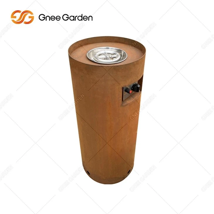 Columnar Corten Steel Gas Firepit