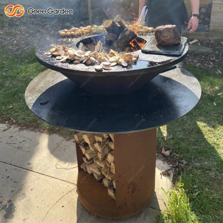Corten Steel Double-layer Patio Grill Barbecue